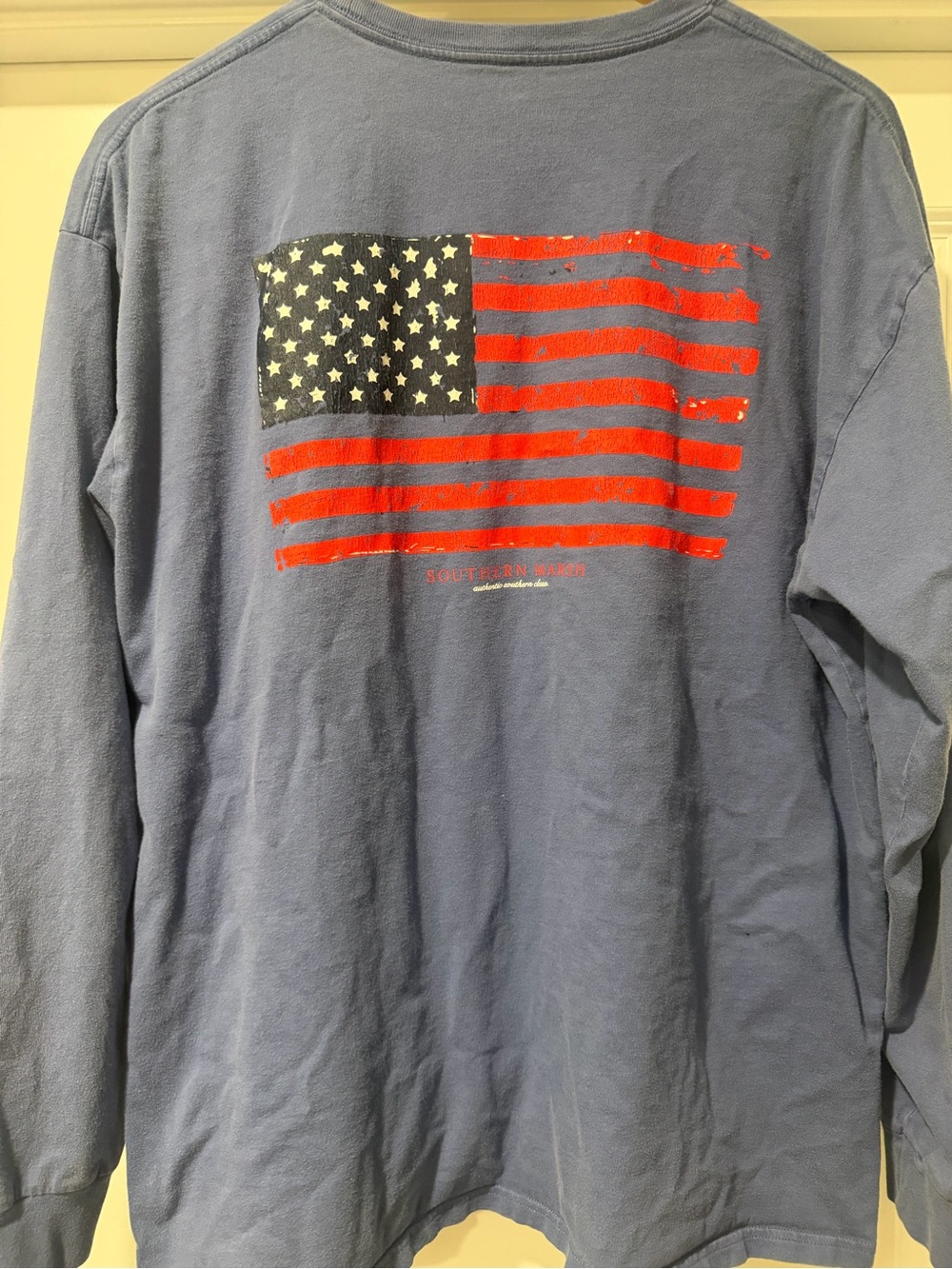 Southern Marsh Men’s Navy Long-Sleeve Shirt with Flag Graphic